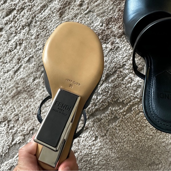 FENDI
First Metallic F-Heel Mule Sandals NWT SIZE 5 - Picture 10 of 12